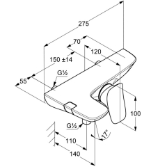 Смеситель для ванны Kludi Ambienta 534450575, хром