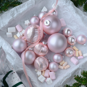Набор шаров для елки "One-Two-Tree!" 4-6-8 см, 16 шт, цвет магнолии