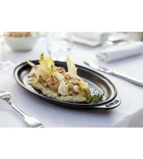 Сковорода овальная для рыбы с крышкой Grills 31 см, черная