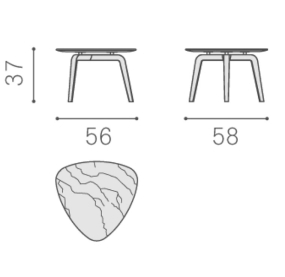Стол журнальный треугольный Poltrona Frau Fiorile 58х56