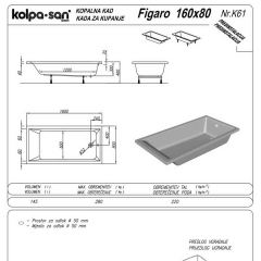Ванна Kolpa-San Figaro 160х80, акриловая, белая