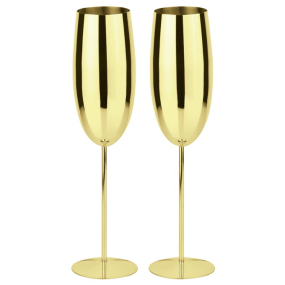 Набор бокалов стальных для шампанского Paderno Bar Gold 270 мл, 2 шт