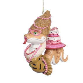 Елочная игрушка "Змея с тортом" 10 см