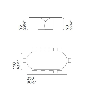 Стол Calligaris Twins 250х110 CS4153-FE, Bronze Matt