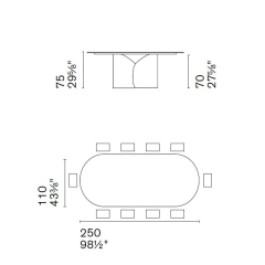 Стол Calligaris Twins 250х110 CS4153-FE, Bronze Matt