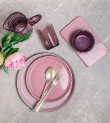 Тарелка столовая Bitz 27 см, розовая/серая