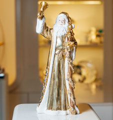 Фигурка "Санта с колокольчиком и посохом" 39 см, цвет золото