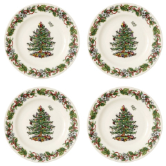 Набор тарелок салатных Christmas Tree 20 см, 4 шт, борт с орнаментом