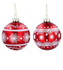 Елочный шар "Кружево" 8 см, цвет в ассортименте