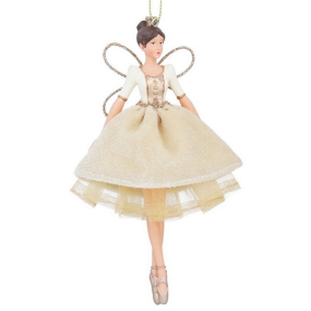 Елочная игрушка "Фея" 14 см, бежевая