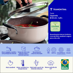 Кастрюля Tramontina Tunis 24 см, с крышкой, розовая