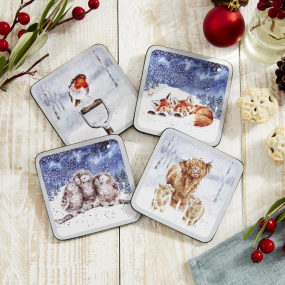 Набор подставок под кружку Wrendale Designs X-mas 10,5х10,5 см, 4 шт