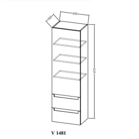 Шкаф-пенал подвесной Kolpa-San Vittoria V 1481 WH, 147х45, белый