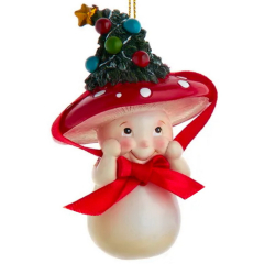 Елочная игрушка "Грибок с елочкой" 9 см