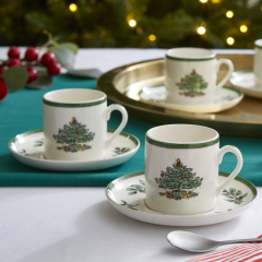 Набор чашек для эспрессо с блюдцами Christmas Tree 90 мл, 8 предметов
