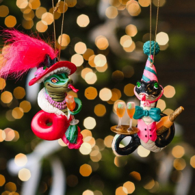 Елочная игрушка "Змея в шляпе" 10 см