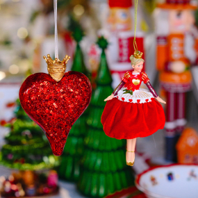 Елочная игрушка "Королева сердец в бархатной юбке" 14 см