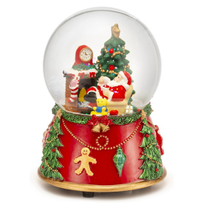 Фигурка музыкальная "Снежный шар: Санта у камина" 8 см