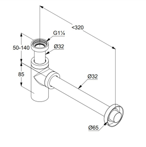 Сифон для раковины Kludi Universale 1002039-00, черный матовый