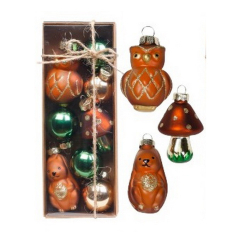Набор елочных игрушек "Сова, заяц, мухомор" 3-5,5 см, 8 шт