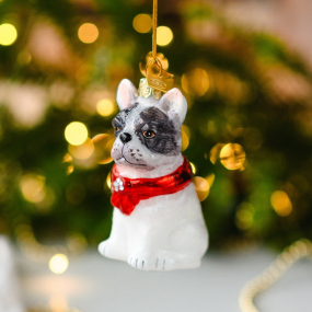 Новогодняя игрушка "Французский бульдог" 9 см