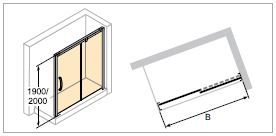 Раздвижная дверь Huppe Aura elegance 140х200 401516.087.322.730, односекционная, стекло 6 мм, профиль-матовое серебро