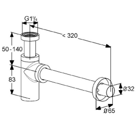 Сифон для раковины Kludi Universale 1002005-00, хром