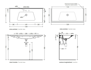 Раковина подвесная Flaminia Bloom 120х52 BM120L
