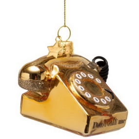 Елочная игрушка "Телефон" 6 см, цвет золото