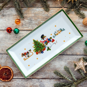 Блюдо для сэндвичей прямоугольное Happy Wintertime 36х18 см, зеленое