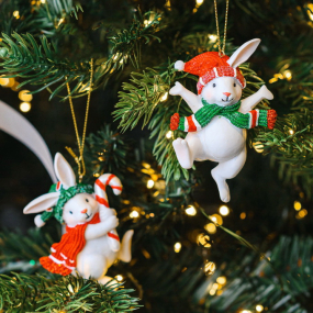 Елочная игрушка "Зимний кролик" 8,9 см, в ассортименте