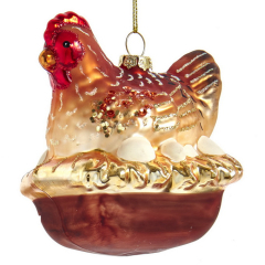 Елочная игрушка "Курочка" 9,5 см, коричневая