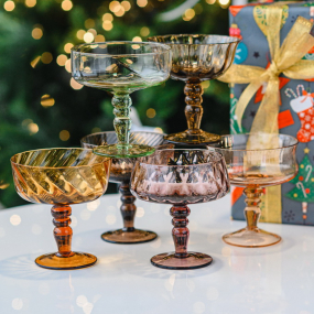 Набор бокалов для шампанского/десерта Diseguale 220 мл, 6 шт, цвет янтарь/коричневый/зеленый