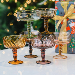 Набор бокалов для шампанского/десерта Diseguale 220 мл, 6 шт, цвет янтарь/коричневый/зеленый