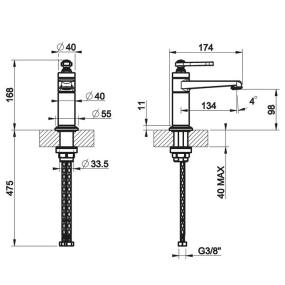 Смеситель для раковины Gessi Venti20, брашированная теплая бронза PVD