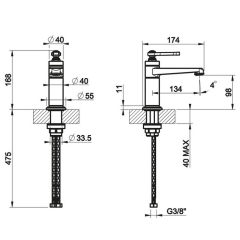 Смеситель для раковины Gessi Venti20, брашированная теплая бронза PVD