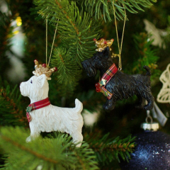 Елочная игрушка "Вестхайленд-терьер в короне" 8 см