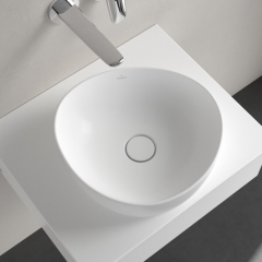 Раковина накладная Villeroy & Boch Antao 40х40, CeramicPlus, 4A7240RW, из TitanCeram, Stone White