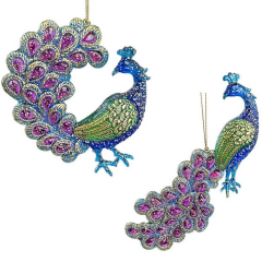 Елочная игрушка "Павлин" 15 см, в ассортименте