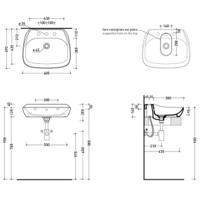 Раковина подвесная Flaminia Fluo 49х60 FU60L