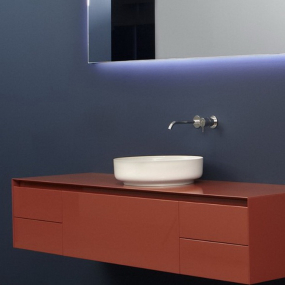 Раковина Antonio Lupi Bolo, 45х45, из Flumood, с клапаном, белый матовый