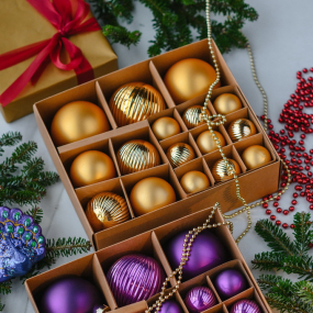 Набор шаров для елки "One-Two-Tree!" 4-6-8 см, 16 шт, цвет золото