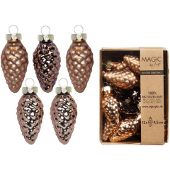 Набор елочных игрушек "Шишки" 4,5 см, 12 шт, цвет медный