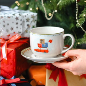 Чашка для завтрака с блюдцем "Машина" 480 мл