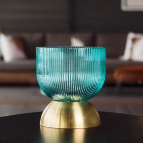 Ваза на ножке Galassia Honey 18 см, бирюзовая