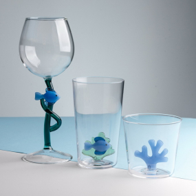 Бокал лонгдринк Marine Garden 450 мл, синяя рыба и зеленая водоросль