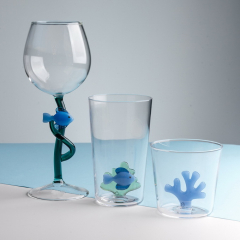 Бокал лонгдринк Marine Garden 450 мл, синяя рыба и зеленая водоросль