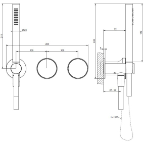 Внешняя часть Gessi Origini 66036.727 смесителя для душа, брашированная латунь PVD