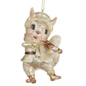Игрушка на елку "Белочка со скрипкой" 9,5 см