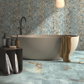 Керамогранит Imola The room 60х120 LP, Onyx Aqua Blue Gold, 6,5 мм